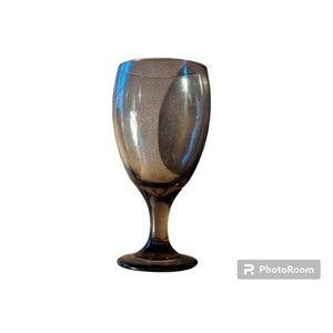 Vintage Smoke Gray Black Wine/Water Goblets Unbranded/Heavy Weight Stemware